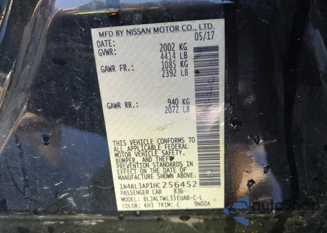 2017 Nissan Altima 3.5 Sl из США, поврежденный, VIN 1N4BL3AP1HC256452